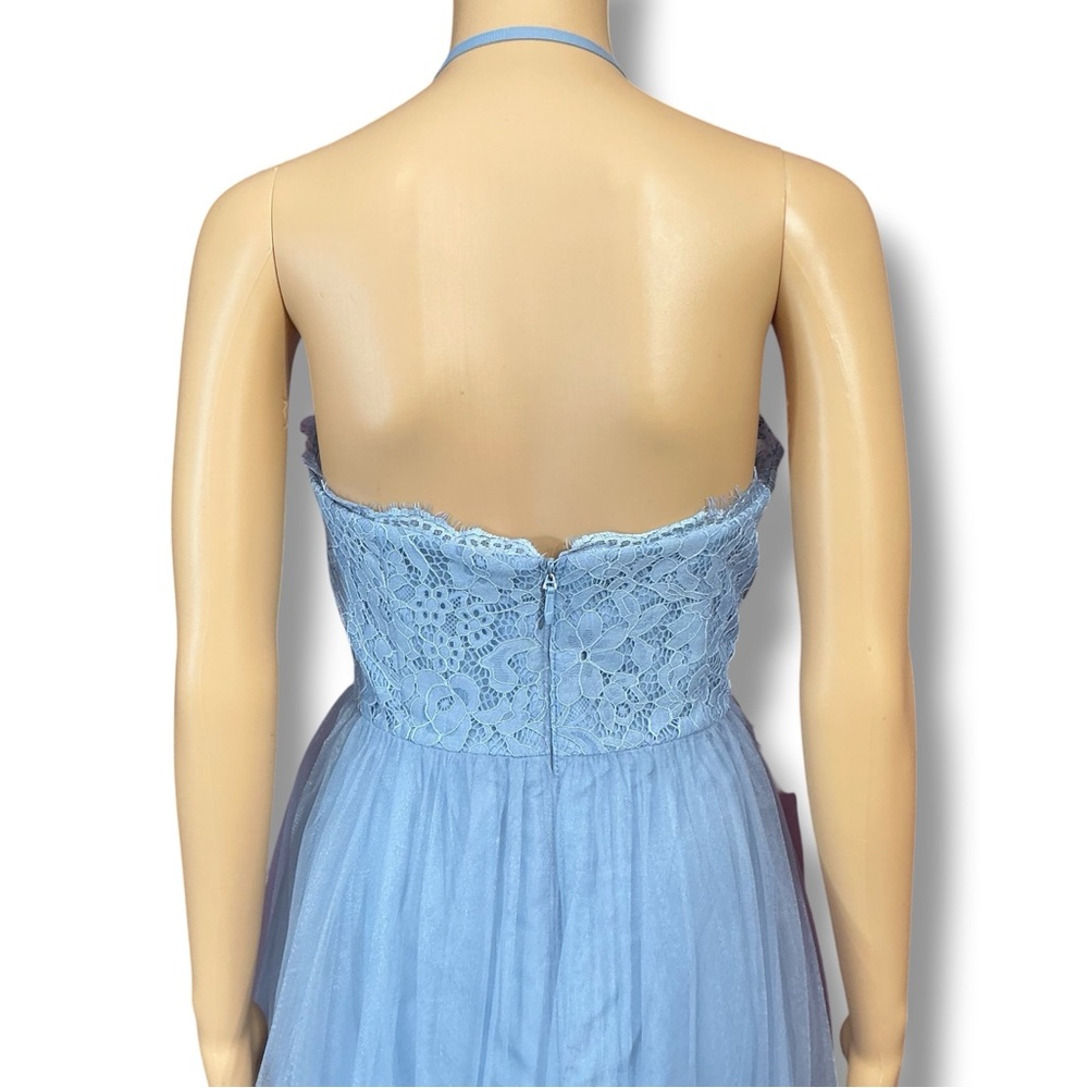 Azazie Dusty Blue Lace Bridesmaid Dress - Picture 3 of 15